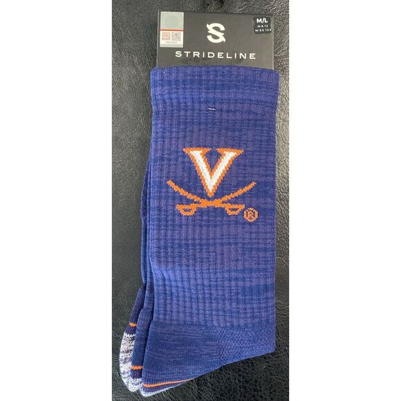 NCAA Strideline - Navy/ Blue - Crew Socks- UVA Cavalier-Unisex - Size M/L 1 pair - Picture 1 of 10